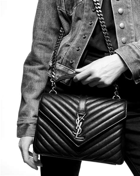 sac ysl college bi matiere|Saint Laurent Medium Collège Quilted Leather Bag .